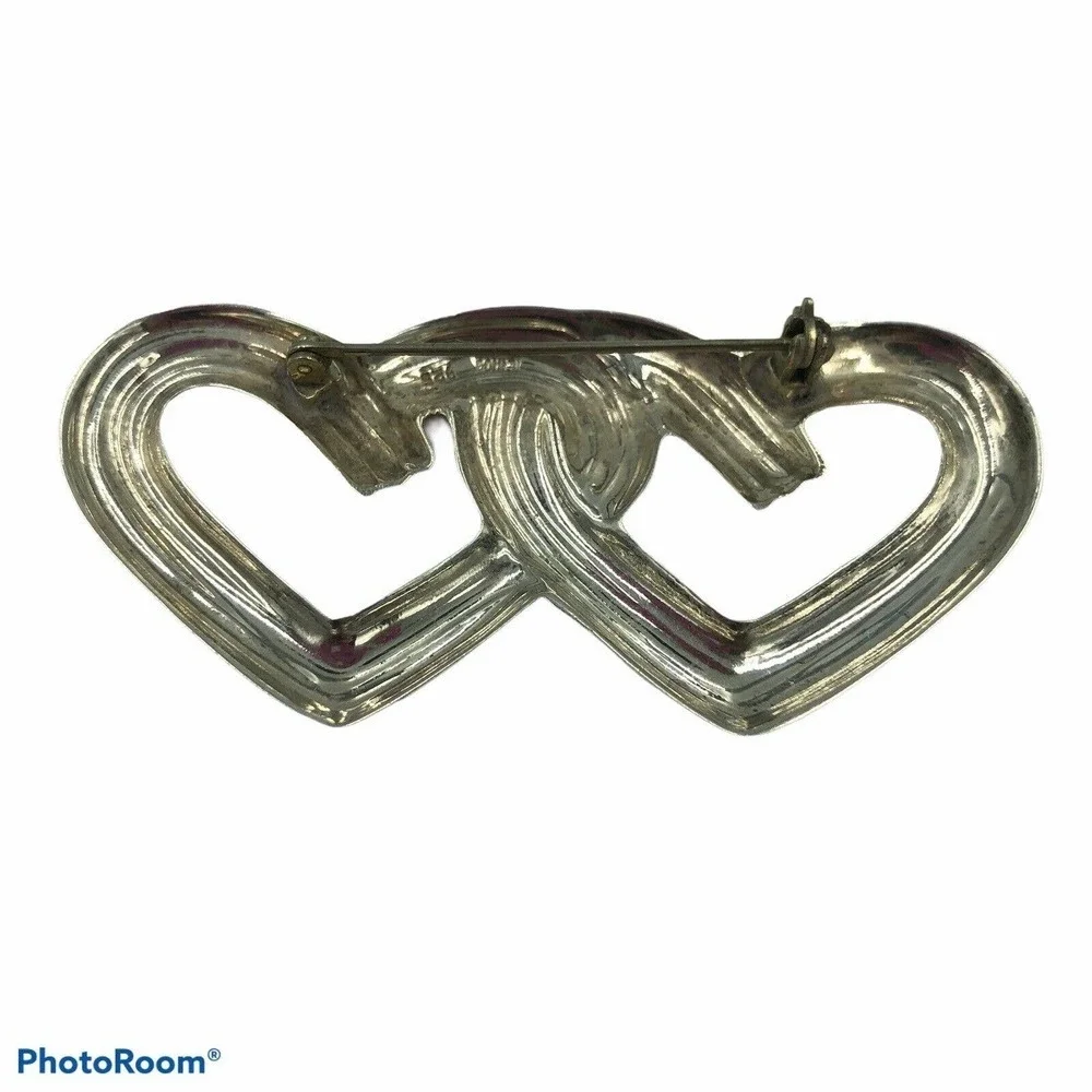 Sterling Silver MEXICO TAXCO Hearts Brooch - Picture 5 of 9